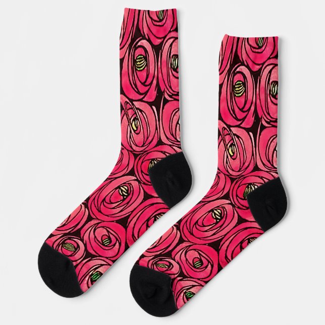 Calcetines Rosa Art Nouveau Rennie Macintosh Graphic (Izquierda)