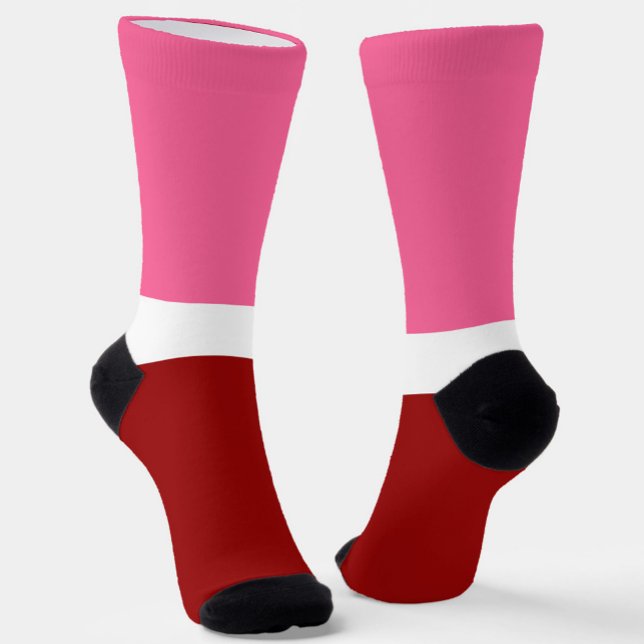 Calcetines Rosa Blanco Granate Rojo Bloque de Color  (Subido por el creador)