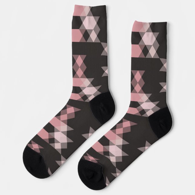 Calcetines rosa blanco y gris geométrico (Izquierda)