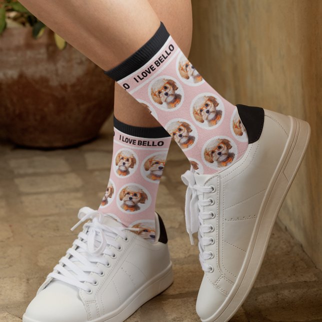 Calcetines Rosa de foto Mascota lindo Nombre personalizado ro (Subido por el creador)