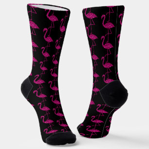 Calcetines Rosa flamenco brillo falso destellos patrón negro
