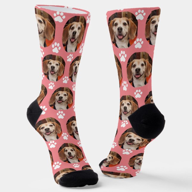 Calcetines Rosa fotográfico Mascota y Personalizado de impres (Angular)