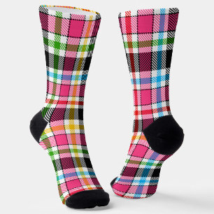 Calcetines Rosa Negro Franela Multicolor Cuadros Tartán