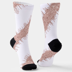 Calcetines Rosa Purpurina de oro perfora zócalos blancos