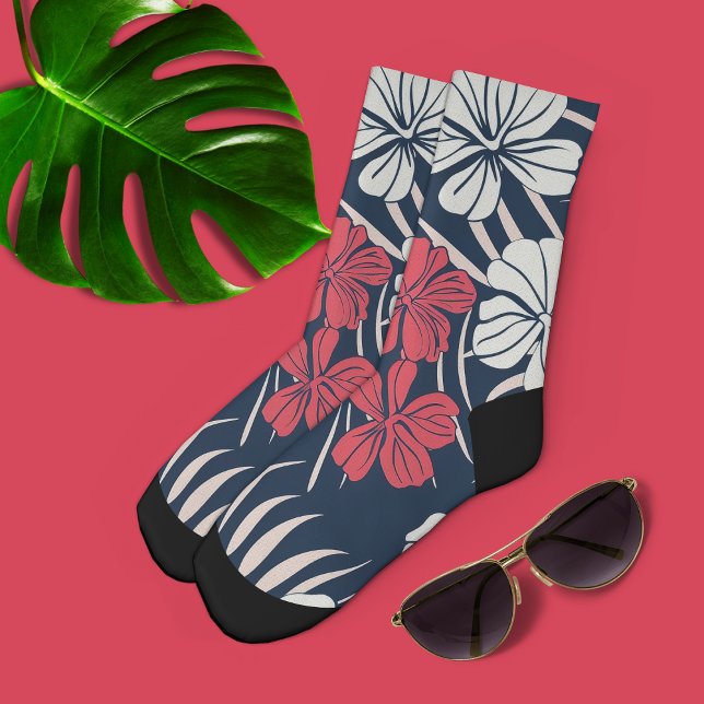 Calcetines Rosa Tropical y Floral Naval  (Subido por el creador)