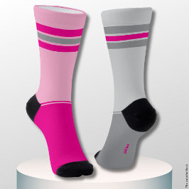 Calcetines Rosa y gris simple, gris y rosa desparejados