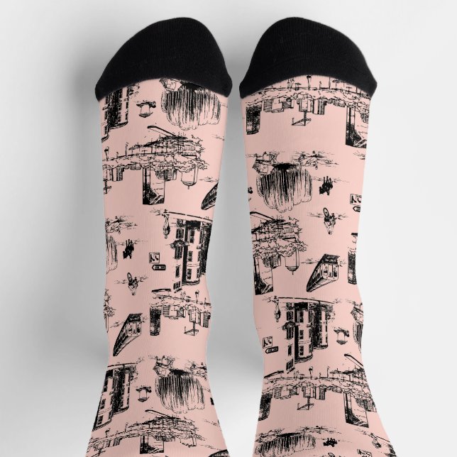 Calcetines Rosa y negro de la toile de Boston (Arriba)