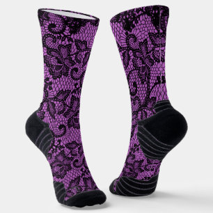 Calcetines Rosa Y Negro Faux Lace
