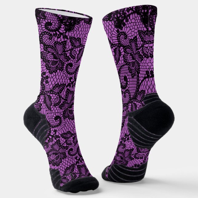 Calcetines Rosa Y Negro Faux Lace (Angular)