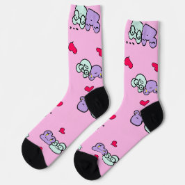 Calcetines rosados lindos con Girlie y su rana