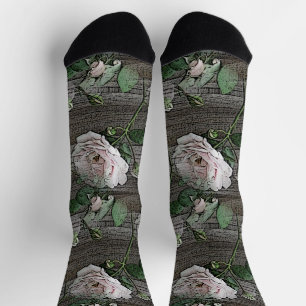 Calcetines Rosas en madera