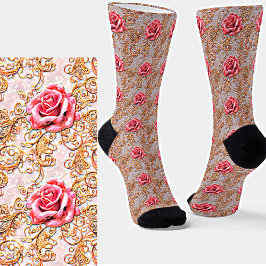 Calcetines Rosas filigreses de Rosa Gold Lace