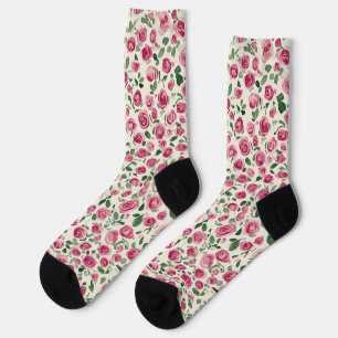 Calcetines Rosas Florales Rosas Pink Lindas