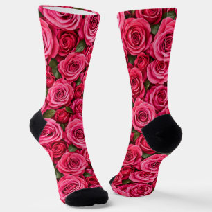 Calcetines Rosas Fuchsia Rosa Diseño Floral Botánico