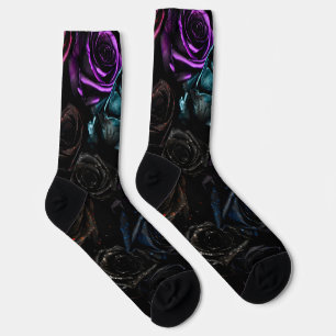 Calcetines Rosas góticas oscuras Patrón de textura floral de