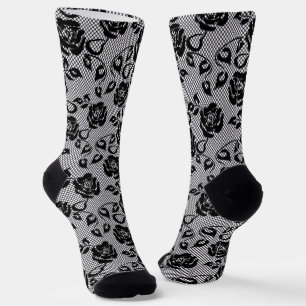 Calcetines Rosas negros falsos encajan el diseño moderno de l