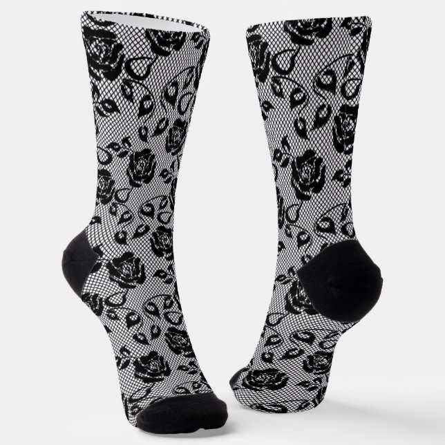 Calcetines Rosas negros falsos encajan el diseño moderno de l (Angular)