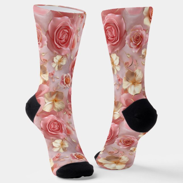 Calcetines Rosas rosadas dulces en tierra pastel (Angular)