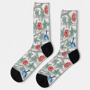Calcetines Rosas Trepadoras y Pequeños Pájaros, William Morri