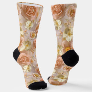 Calcetines Rosas y flores de marfil en un contexto soñador
