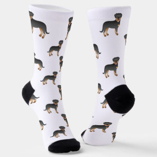 Calcetines Rottweiler negro y marrón Patrón de perro de dibuj