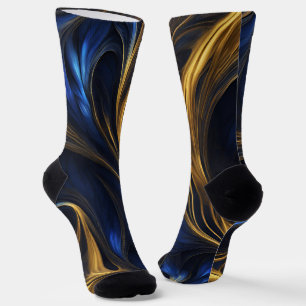 Calcetines Royal Blue Gold Resumen Swirl