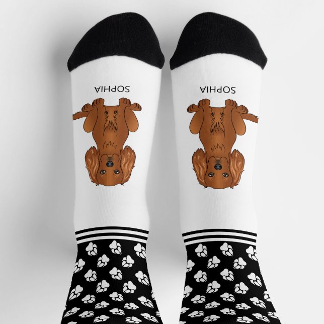 Calcetines Ruby Cavalier King Charles Con Nombre Y Palas (Arriba)