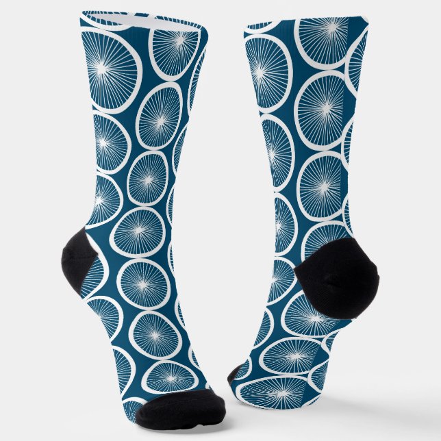 Calcetines Rueda de la bicicleta Azul Blanco Ciclismo Tema (Angular)