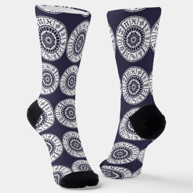 Calcetines Rueda de Mandala de Signos del Zodiaco Celeste Art (Angular)