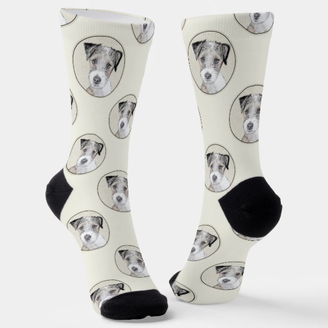 Calcetines Russell Terrier Pintando Rough Original Dog Art (Angular)