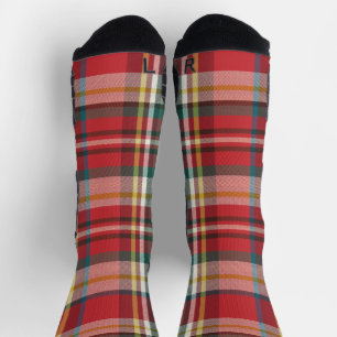 Calcetines Rústico Red Checkered Plaid Elegante