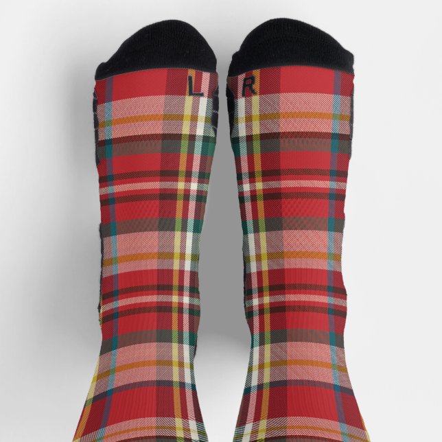 Calcetines Rústico Red Checkered Plaid Elegante (Arriba)