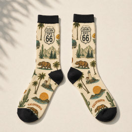 Calcetines Ruta 66 Arte de viaje retro del oso del desierto d