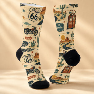 Calcetines Ruta 66 Estilo de viaje en moto Gasolinera