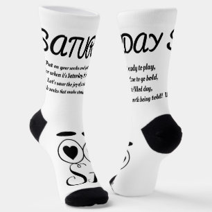 Calcetines Sábado poema Socks - moderno, divertido, blanco y 