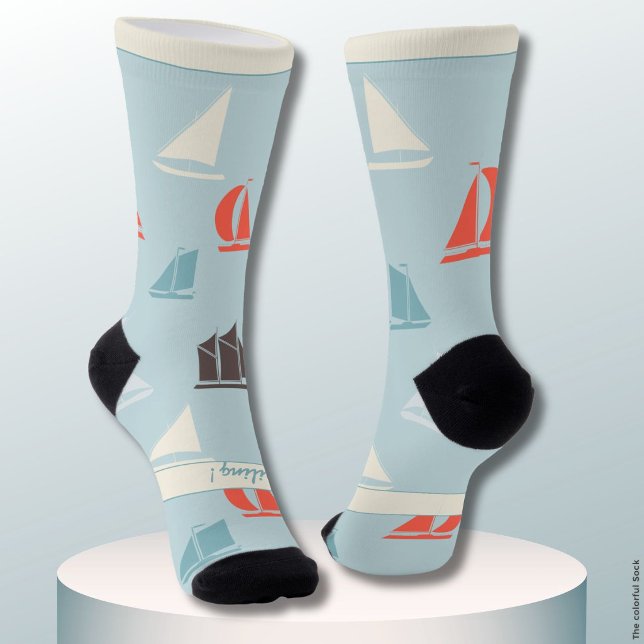 Calcetines Sailboats, Nautical Blue Hobby (Subido por el creador)