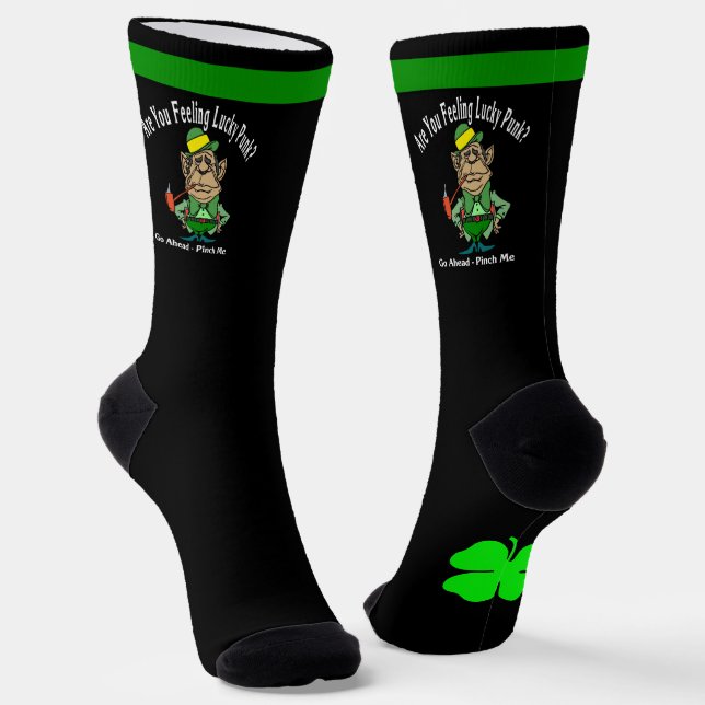 Calcetines Saint Patrick's Day Pinch Lucky Leprechaun, Clover (Angular)