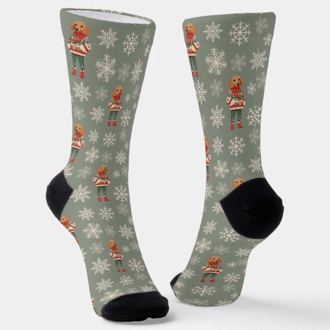 Calcetines Salchicha Verde Sage Retro Personalizado (Angular)