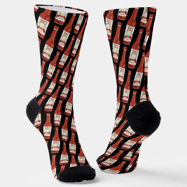 Calcetines Salsa picante Salsa caliente Gato Fun Food Pattern (Angular)