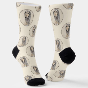 Calcetines Saluki Pintar Fawn Sable Cute Original Dog Art