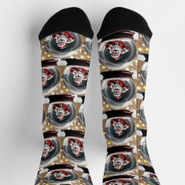 Calcetines Santa atascada en un Navidad gracioso del Globe de