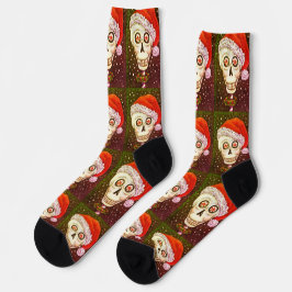 CALCETINES SANTA CALAVERA DEAD HEAD, HUMOR DE ESQUELETO NAVID