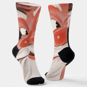 Calcetines Santa Claus antiguo con cuerda recordatoria en el