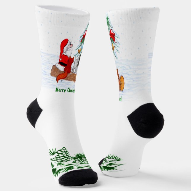 Calcetines Santa Claus con Fox de Conejo y Squirrel (Angular)