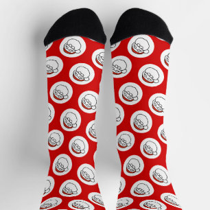 Calcetines Santa de Arte Doodle Tostado en Rojo
