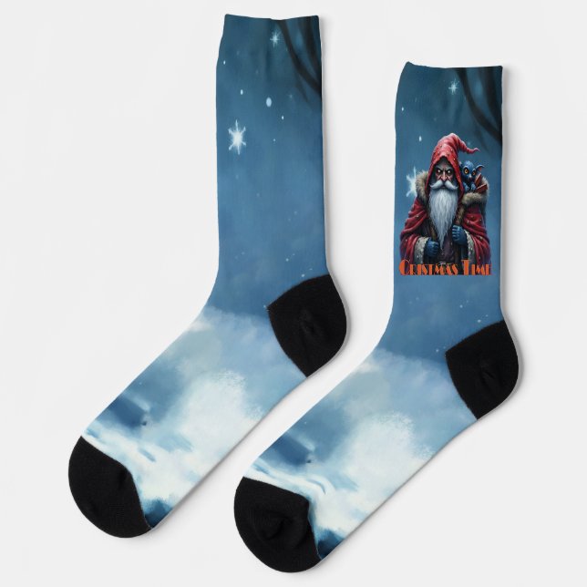 Calcetines Santa Frostbite y su duende travieso. (Izquierda)