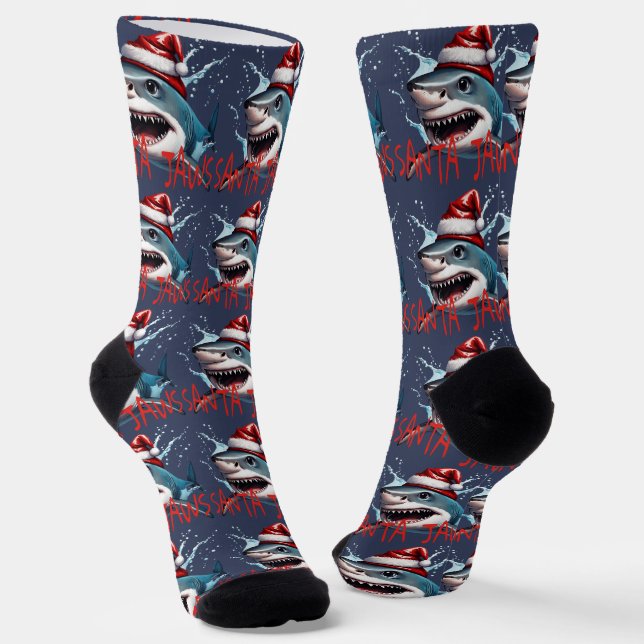 Calcetines Santa Jaws Pun cita a Navidades arte Personalizado (Angular)