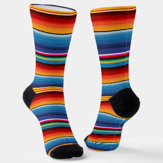 Calcetines Sarape rojo mexicano de oro azul