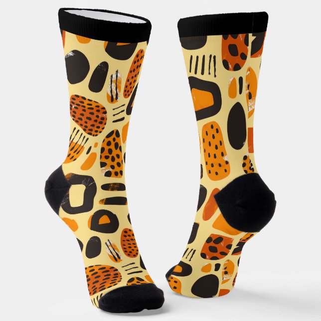 Calcetines "Savanna Pop: Vibes tribales en Naranja y negro" (Angular)