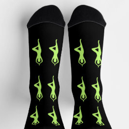 Calcetines  Schwarz Grüne Grafik Socken Einzigartiges Muster